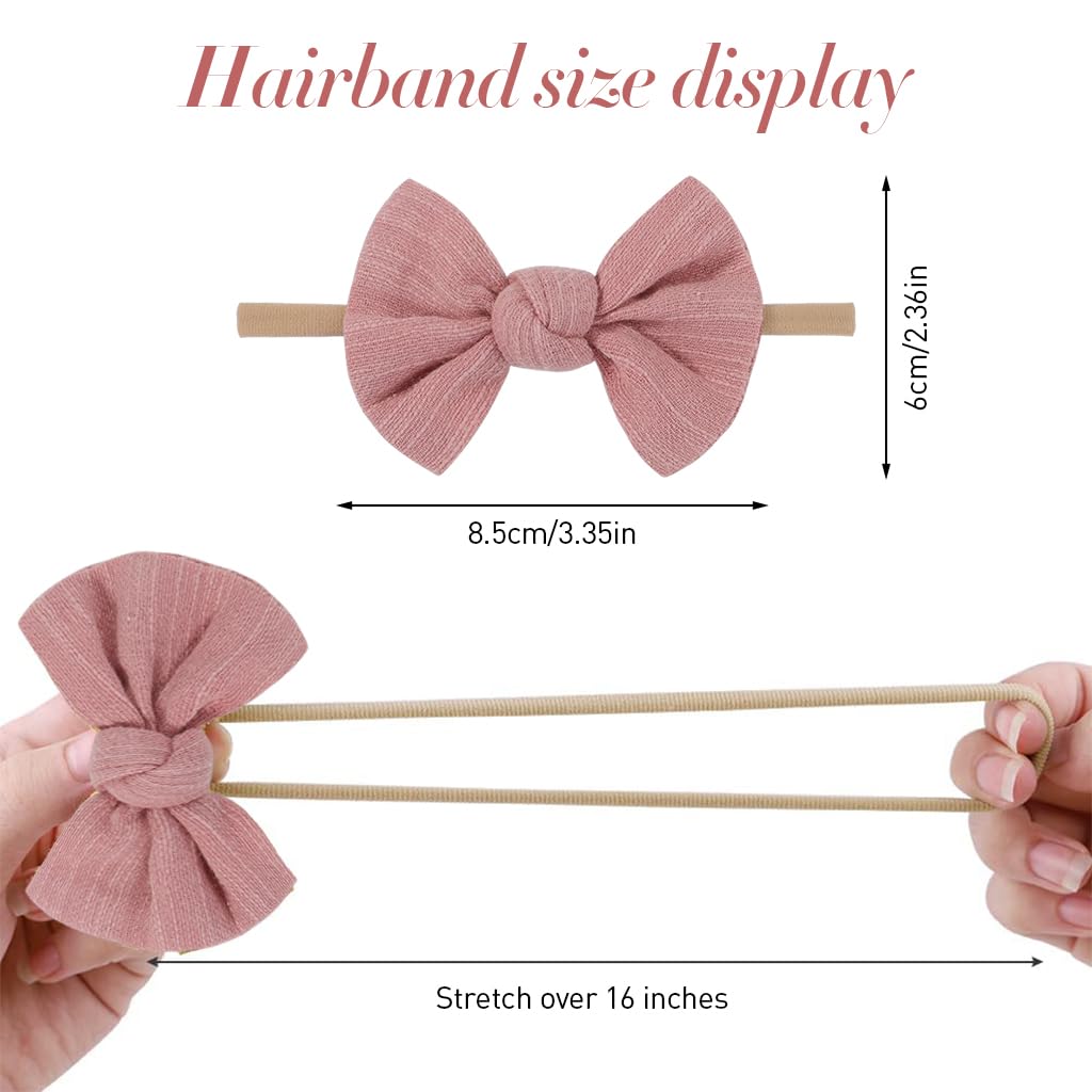 PALAY® 4Pcs Bow Headband for Baby Girl Elastic Hair Bands for Babies Soft Cute New Born Baby Hair Band for Baby Girls, Newborn, Infant, Toddler Shower Gift