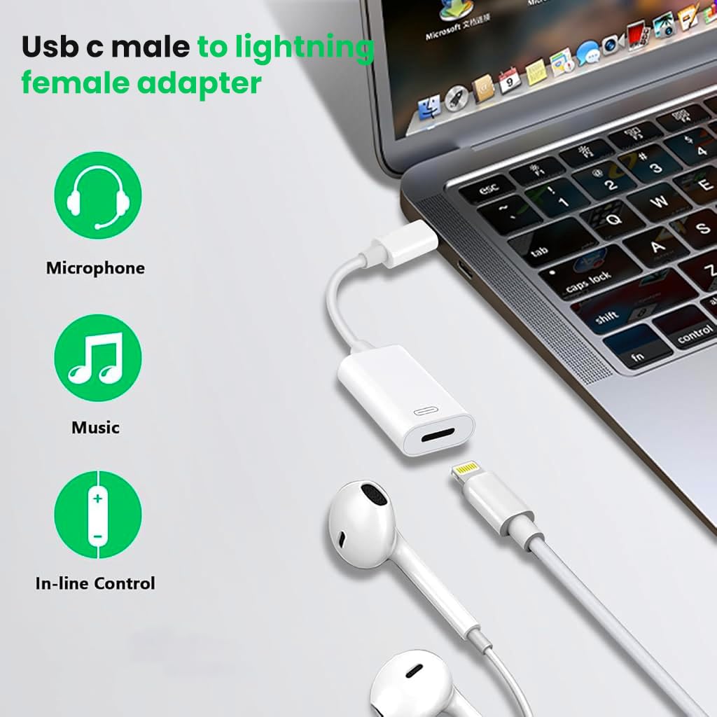 ZORBES Type C to Lightning Adapter for iPhone 15 with 25cm Cable and PD 27W Fast Charging | Plug and Play Connection
