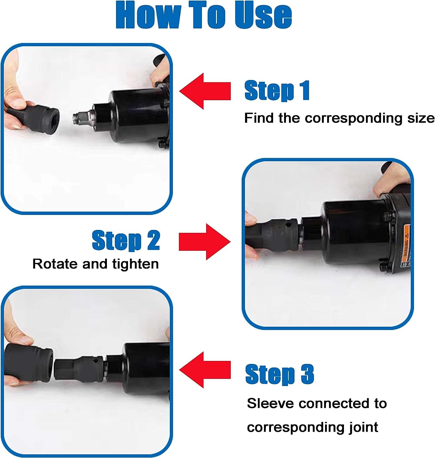 Serplex Socket Adapter Reducer Set for Wrench Drive Size Changes with 4 Pieces Chrome Vanadium Steel