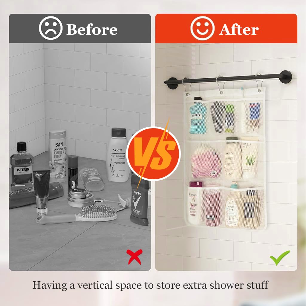 Supvox Hanging Shower Organizer for Bathroom and Travel with 7 Mesh Pockets 43x67cm | Quick Dry Bag