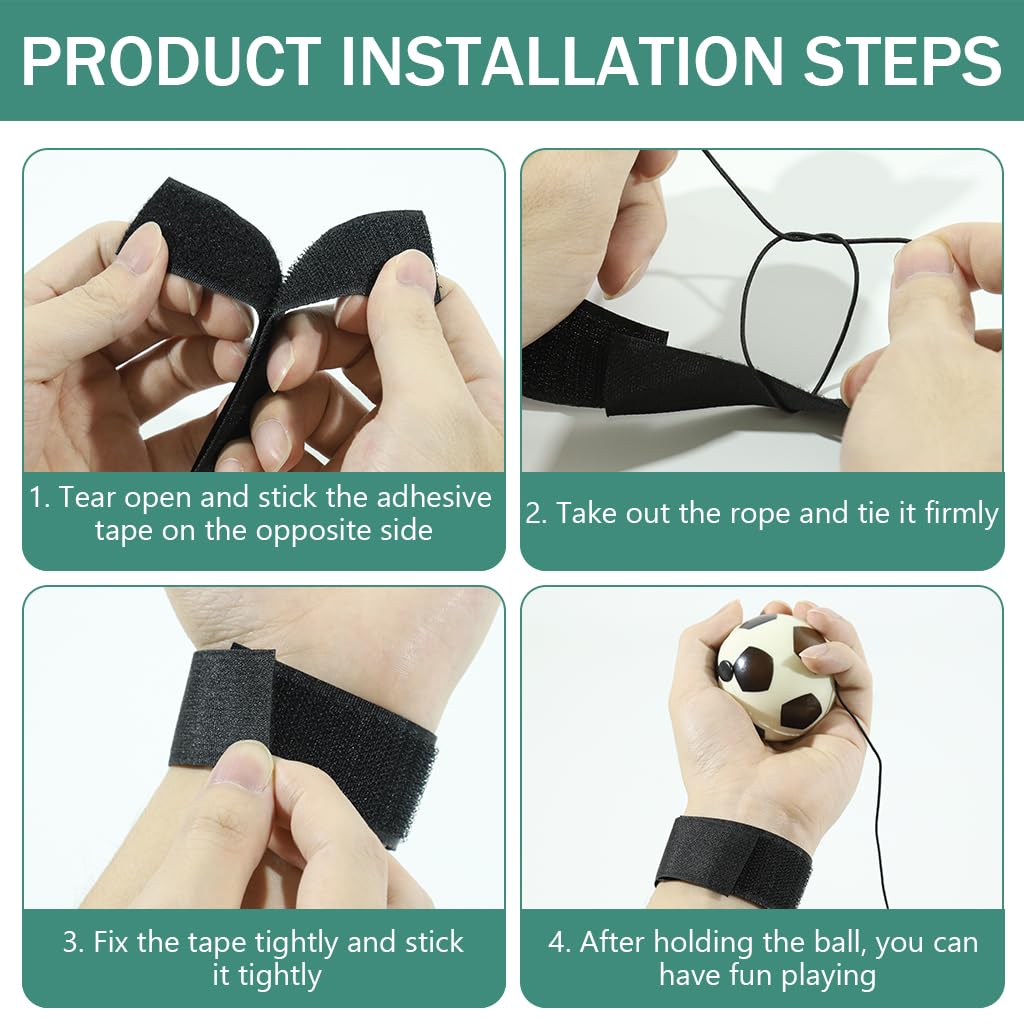 Proberos Wrist Exercise Stringed Ball Set for Stress Relief with Elastic Wristband | 4Pcs 2.36 in Hand Training Ball for Focus and Reflex