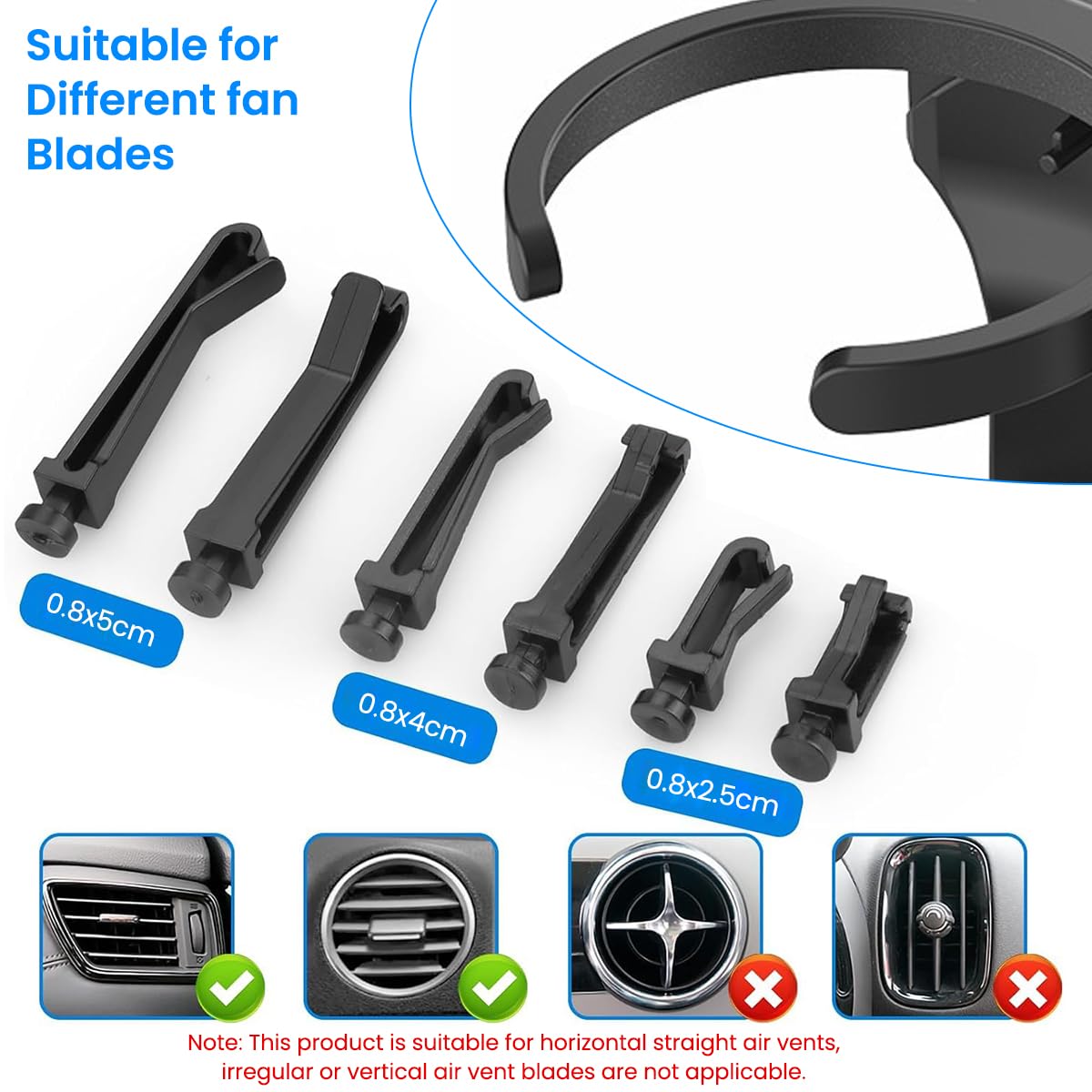 STHIRA Car Cup Holder for Air Vent with Anti Slip Base and Folding Snap On Design | Fits 8cm Drinkware