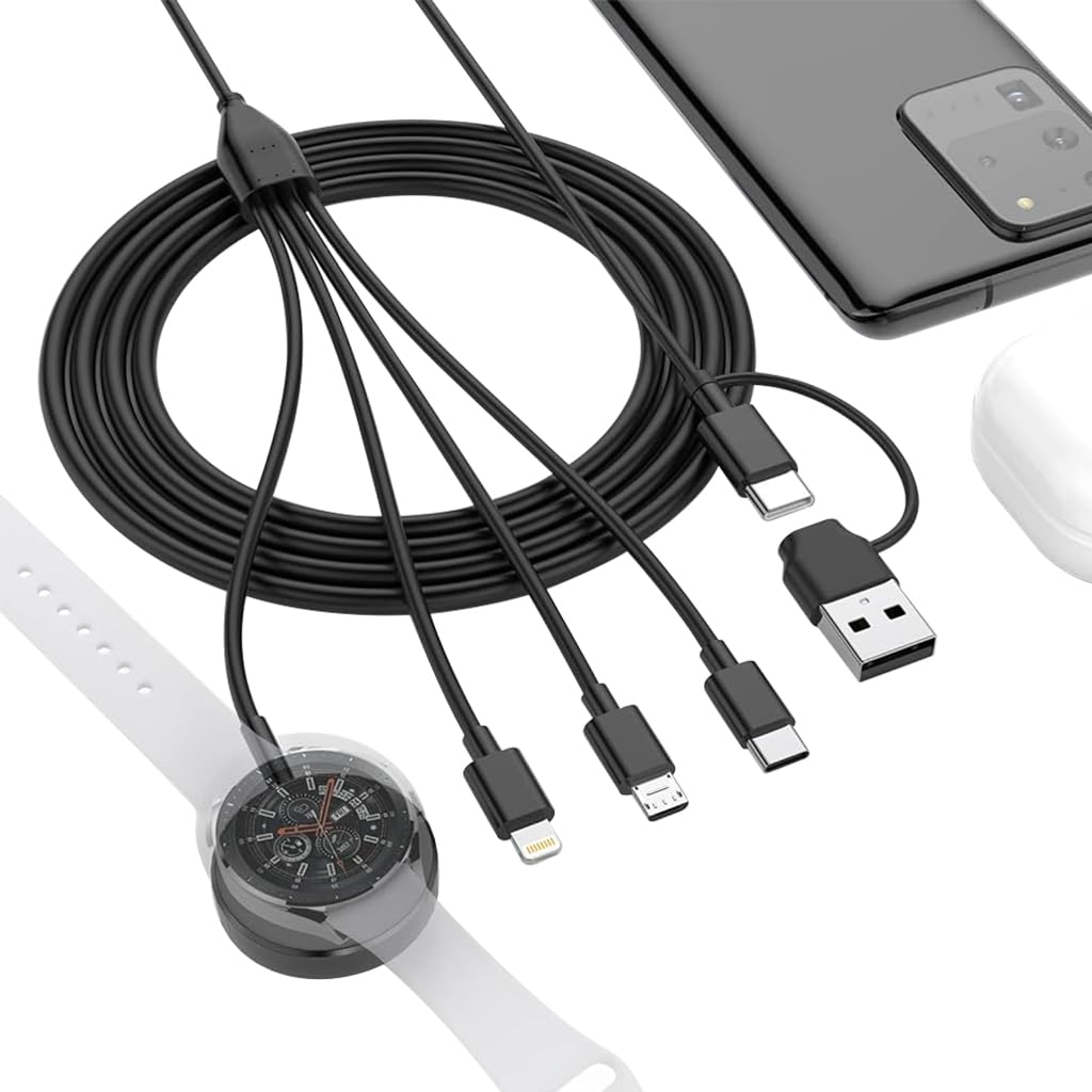 ZORBES® Multi USB Charging Cable 4 in 1 Charging Cable for Phone, Tablet, Samsung Galaxy Watch Universal Travel Charging Cable for iPhone, iPad, Samsung Galaxy Watch 5/4/3