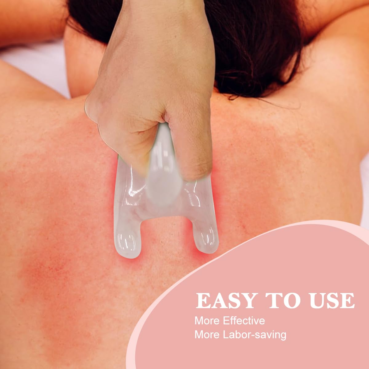 HANNEA Gua Sha Back Massager with Ergonomic Handle and Dual Row Trigger Points | Resin Body Massage Tool for Muscle Relief