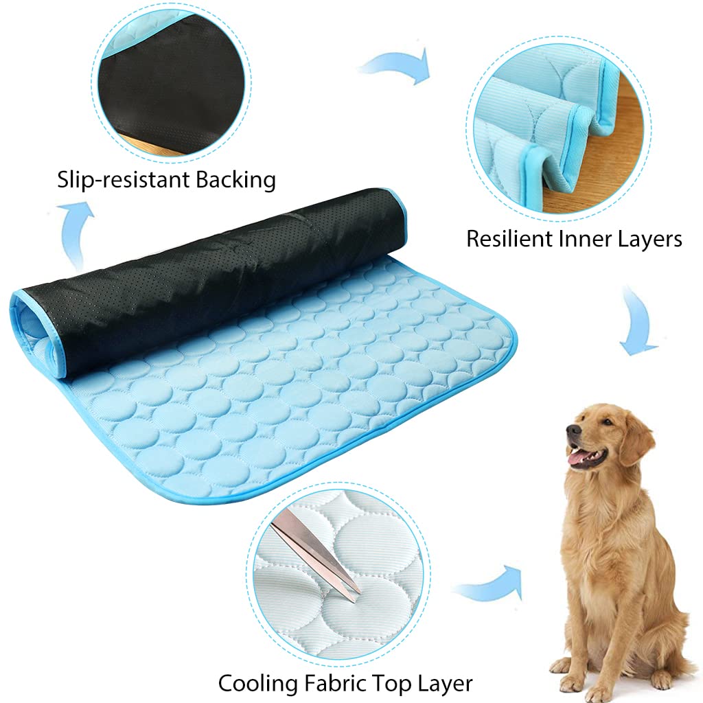 Qpets Dog Cooling Mat for Summer with Ice Silk Fabric 90×70cm | Washable Waterproof Pad