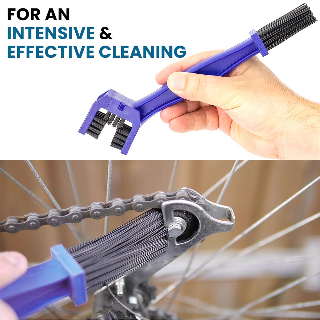 STHIRA Bike Chain Cleaning Brush with Dual and 4 Side Heads featuring Nylon Bristles | Reusable Tool for Bicycles and Motorcycles