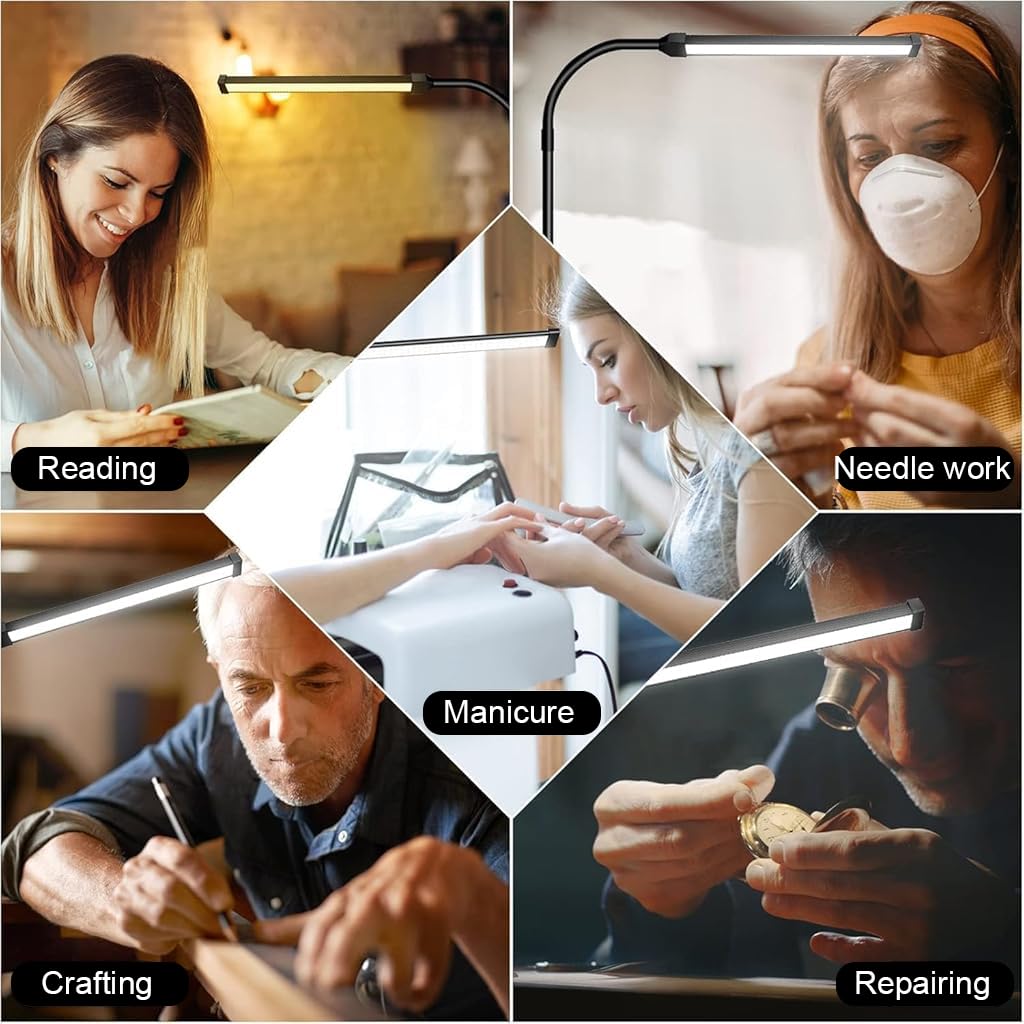 ELEPHANTBOAT LED Floor Lamp for Eyelash Extensions with 68 in Tripod and Flexible Gooseneck | USB Dimmable Light