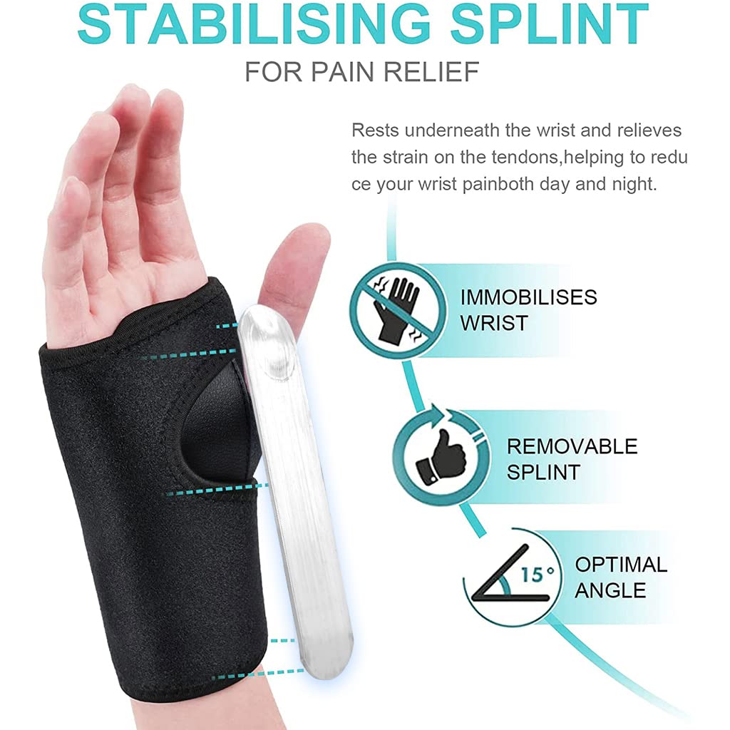 ZIBUYU Wrist Support for Right Hand Pain Relief with Removable Metal Brace and Adjustable Compression | Breathable Fabric for Sports and Daily Use