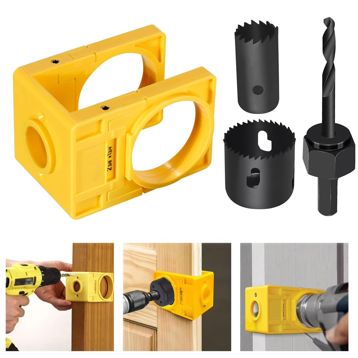 Serplex Impact Drill Attachment for Door Lock Installation with Hole Saw 1-3/8 to 1-3/4 in | Precision Keyhole Guide Kit