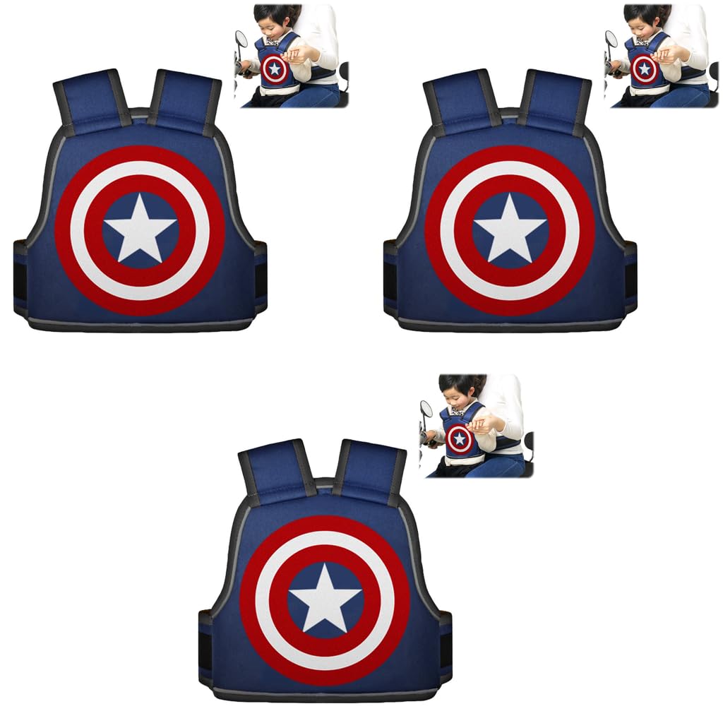 SNOWIE SOFT Kids Safety Belt for Two Wheeler with Reflective Strips and 4 Strap Buckle | Adjustable 3 PCS Polyester Harness for Boys and Girls 2 12 Years