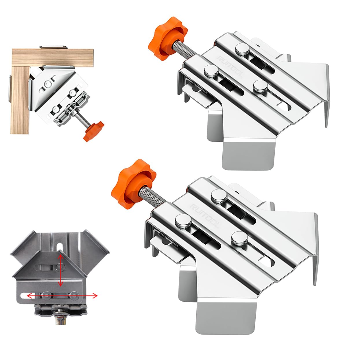 Serplex® 2Pcs Woodworking Right Angle Clamps Open Mouth Right Angle Clamps Adjustable Woodwork Right Angle Clamps Corner Clamp Stainless Steel Corner Clamps