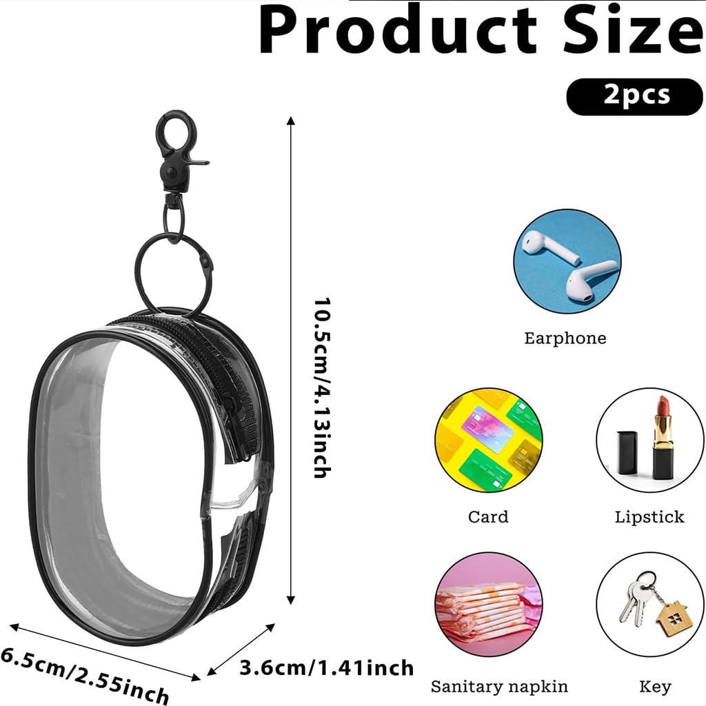 ZIBUYU Cable Organiser Transparent Pouch for Travel featuring Metal Clasp and Zipper | Waterproof PVC Bag for Chargers and Earphones