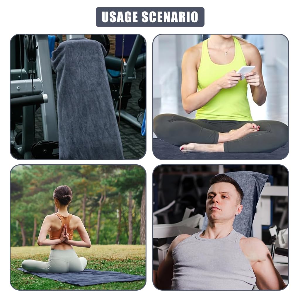 PROBEROS Gym Towel 47x19 for Workout and Yoga with Zipper Pocket | Quick Dry Microfibre