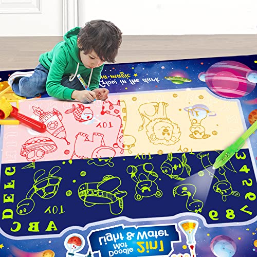 HASTHIP Water Doodle Mat for Kids 2–8 with Luminous Reusable Design | Educational Drawing Toy