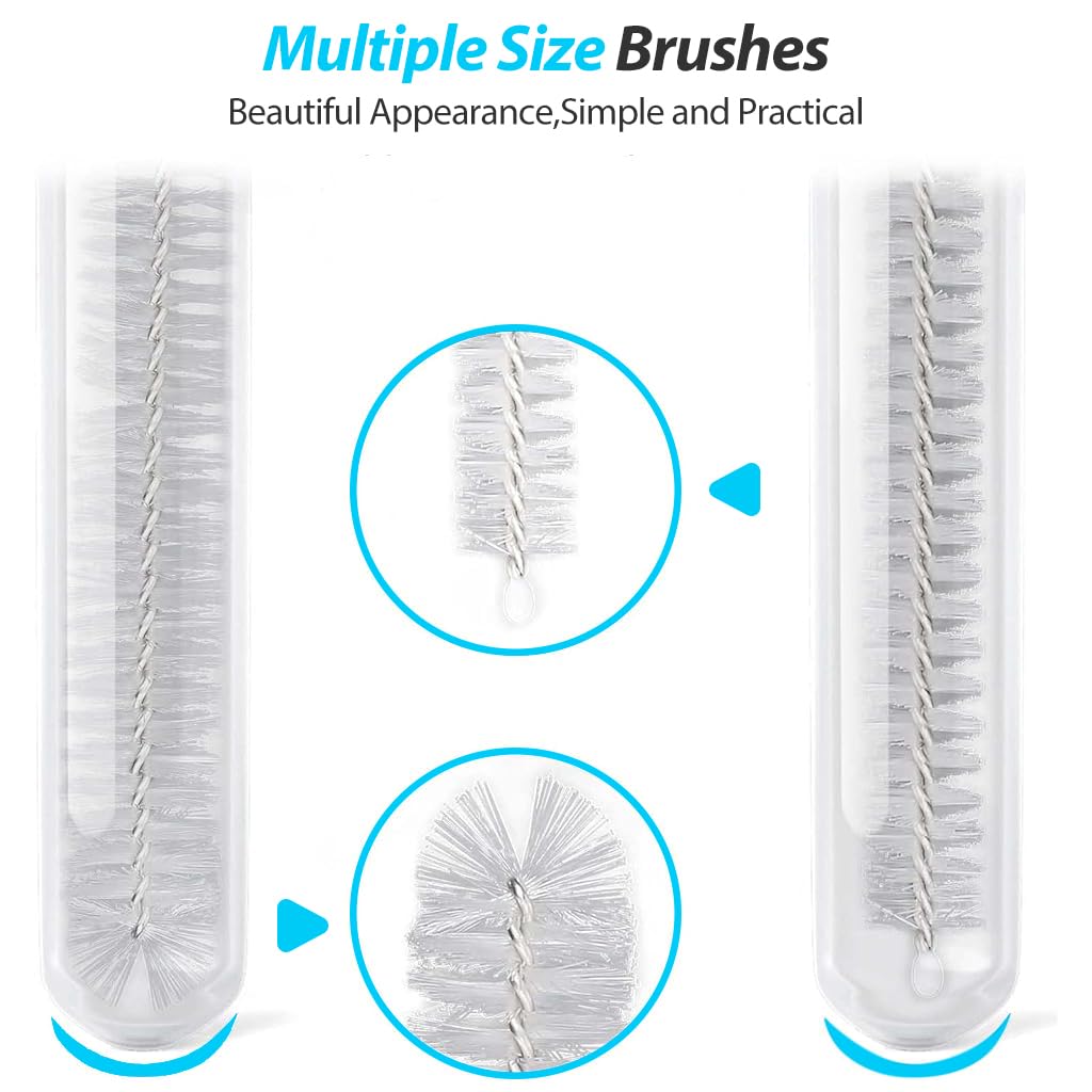 ZIBUYU Straw Cleaner Brush for Reusable Straws with Stainless Steel Handle and Nylon Bristles Pack of 10
