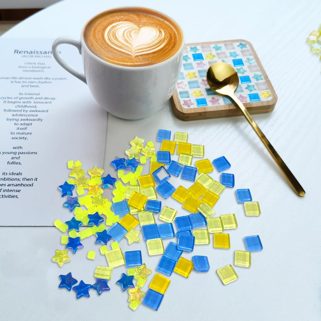 HASTHIP Mosaic Tiles for DIY Craft and Wall Decorating with Non-Sticky 450pcs Set | 0.39 in Small Multicolor Blocks