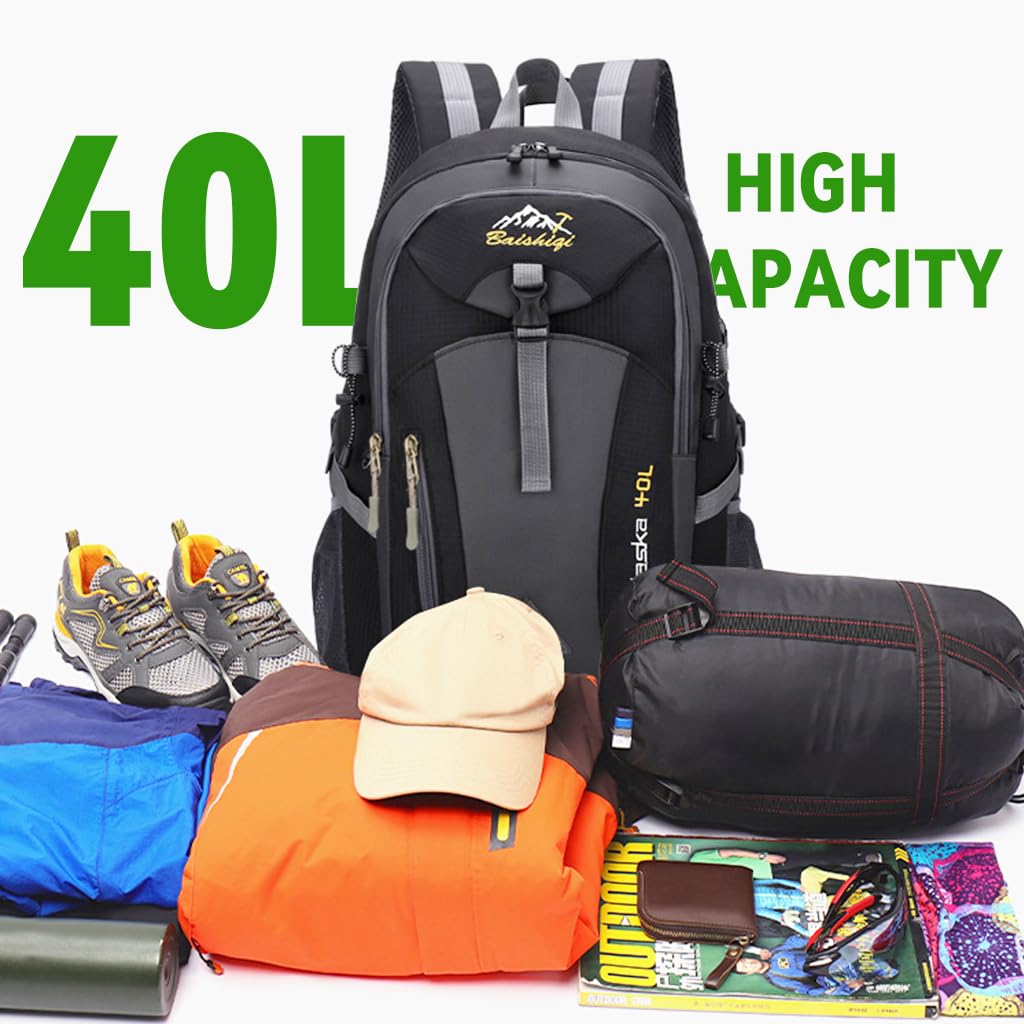 GUSTAVE Hiking Backpack for Trekking and Travel featuring 40L Capacity Waterproof Nylon | Padded Straps for Men