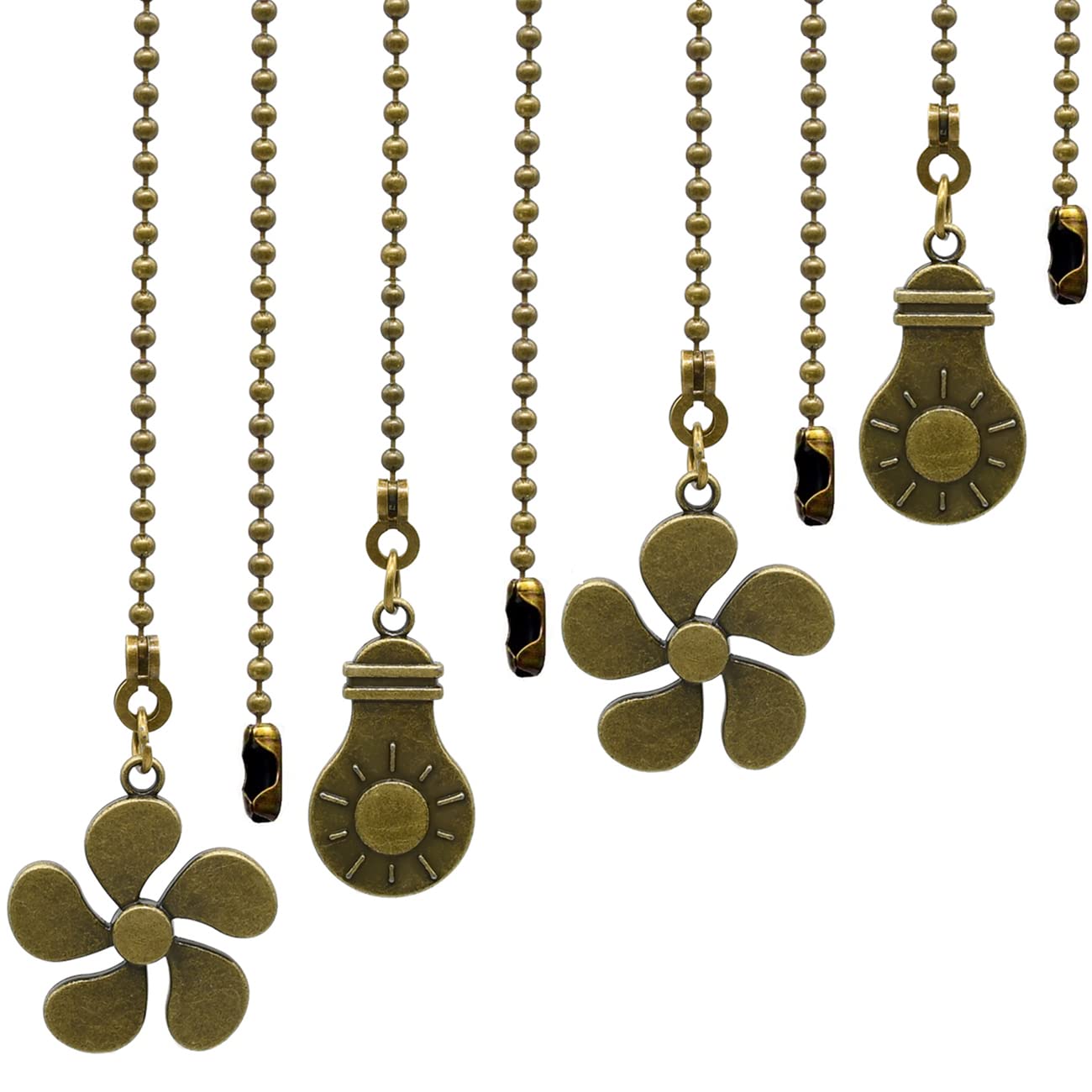 HASTHIP® Ceiling Fan Pull Chain Kit, Bulb and Fan Pattern Pull Chain Extension Fan Pull Chain Pendant 4PCS 12 Inch Ceiling Fan Chain Extender with Ball Fan Chains Connector (Antique Bronze)