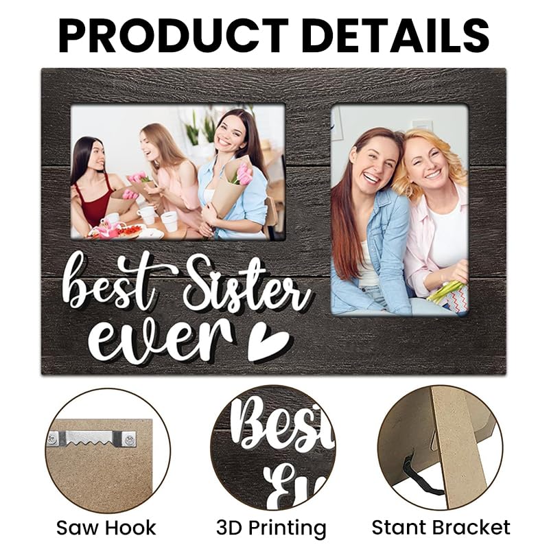 Zibuyu Wooden Photo Frame for 4x6 Photos with Dual Display and Natural Wood Finish | DIY Gift for Sisters and Brothers