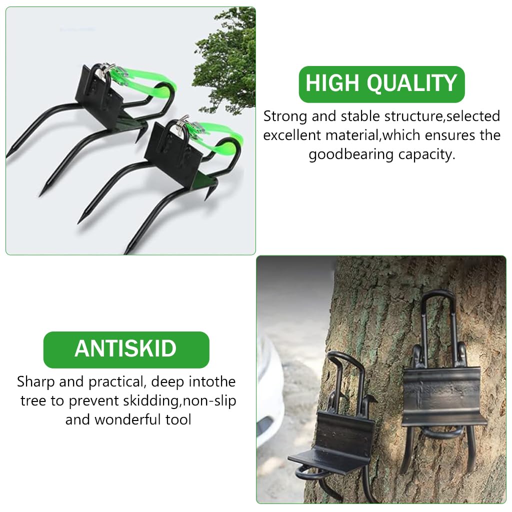 HASTHIP Tree Climbing Gear with Stretchy Fastening Foot Straps, Heavy Duty Stainless Steel Thicken Foot Buckle, Adjustable Tree Climbing Foot Buckle, Climbing Gear for Fruit Picking