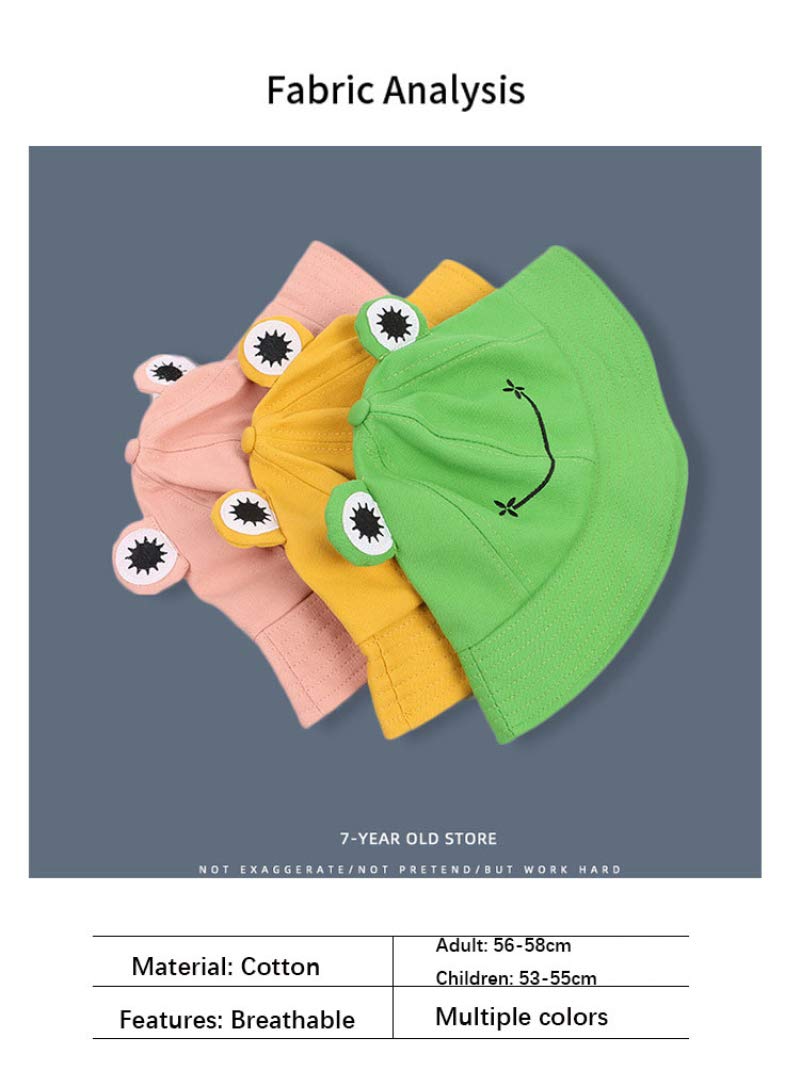 GUSTAVE Cute Frog Bucket Hat for Outdoor Use with Foldable Design and Cotton Comfort | Unisex 55–58cm Sun Protection