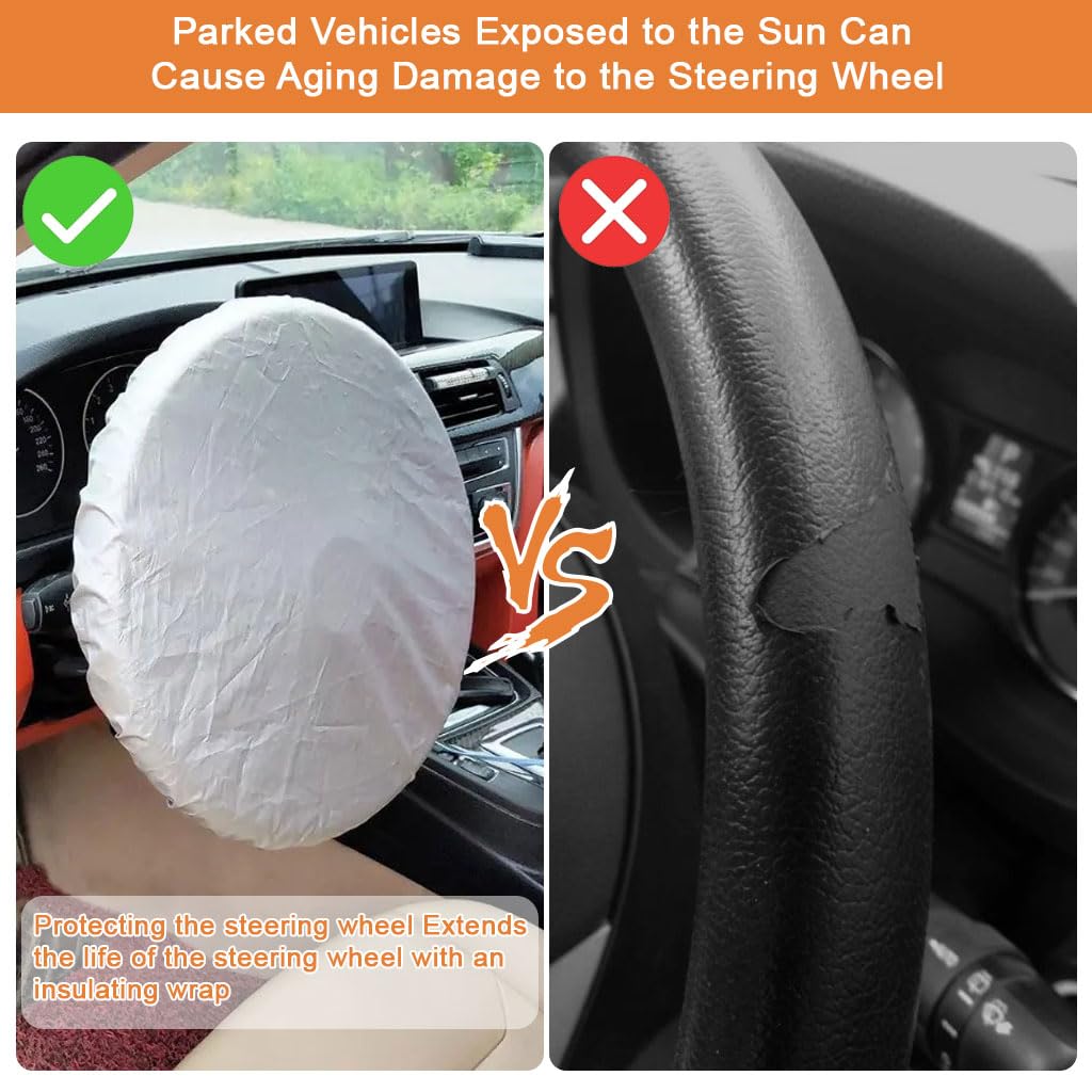 STHIRA Car Steering Wheel Sun Cover for UV Protection with Elastic Edge 42cm Oxford Cloth | Heat Resistant and Dustproof