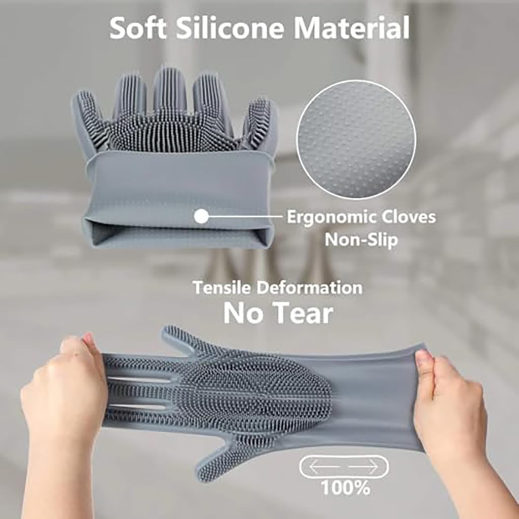 ZIBUYU Pet Hair Remover Gloves for Bathing and Grooming with Five Finger Design | Gentle Massage Mitt for Dogs Cats Rabbits and Horses