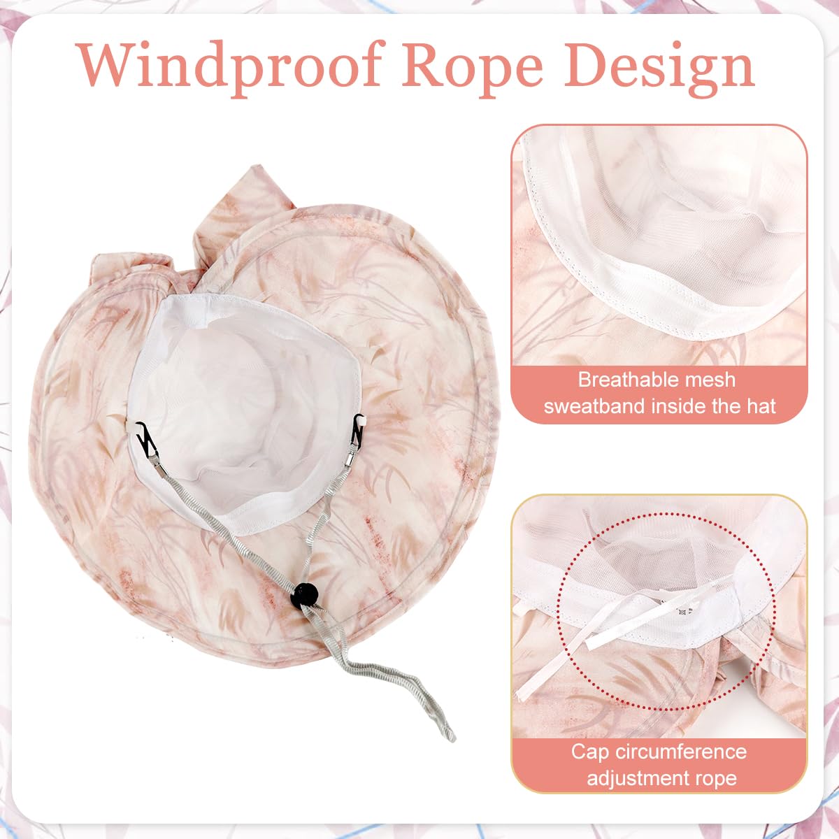 SANNIDHI Sun Hat for Women featuring Wire Reinforced Adjustable Brim and Packable Design | Pink UV Protection Beach Hat