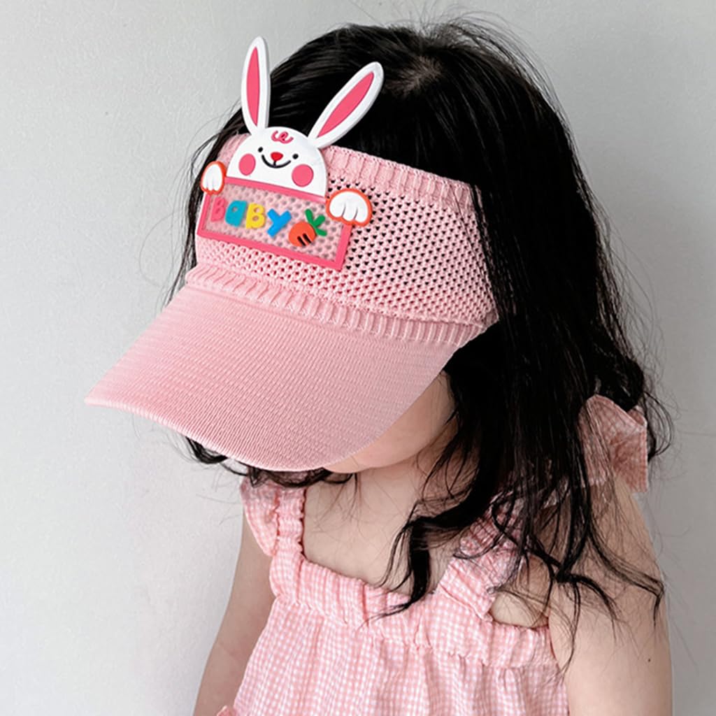 SNOWIE SOFT Sun Hat for Kids with Wide Brim and Stretchy Knit Fit 47–53cm | Pink Bunny Visor