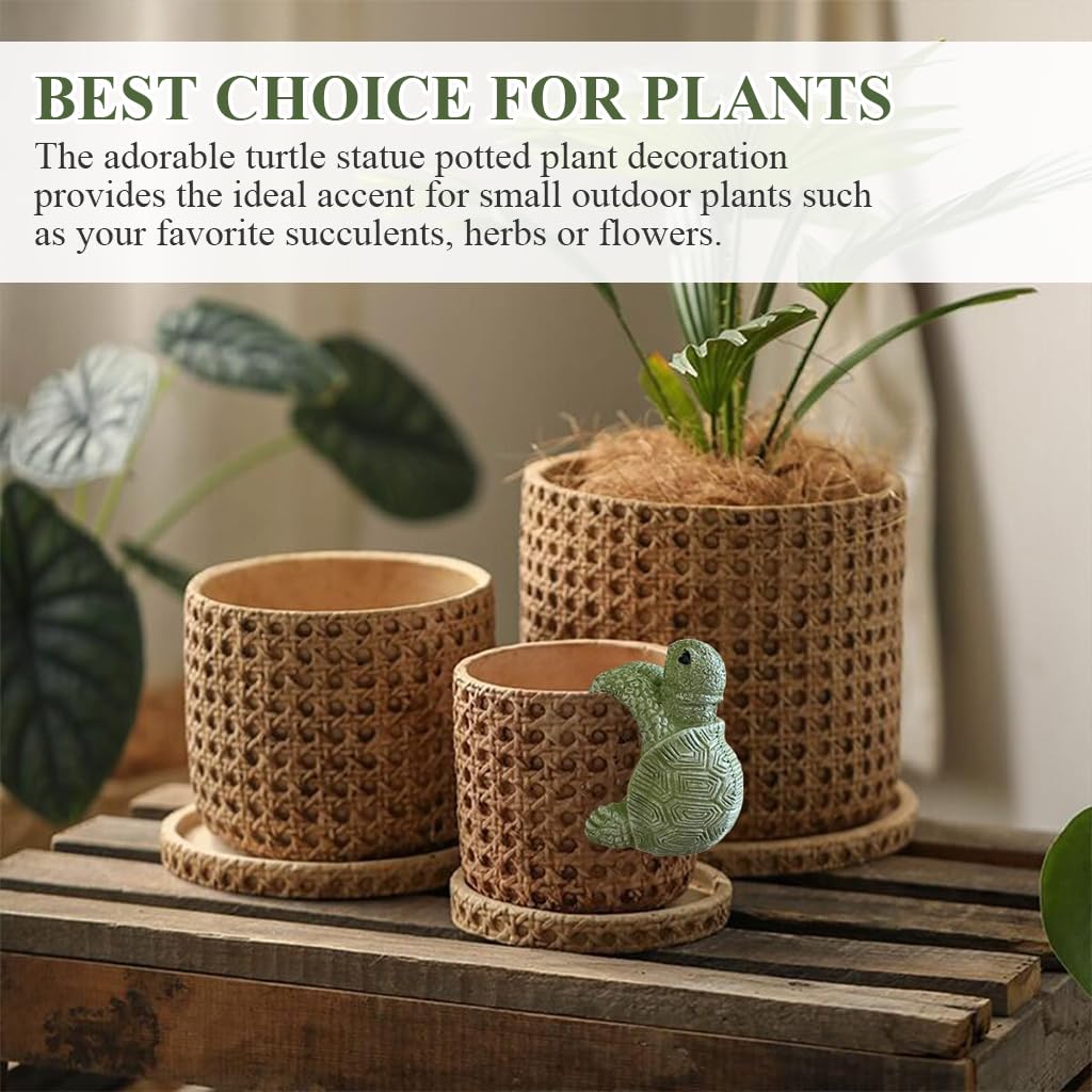 HASTHIP Resin Turtle Ornament for Planters with Hanging Climbing Design 7x5.5cm | Garden Decor