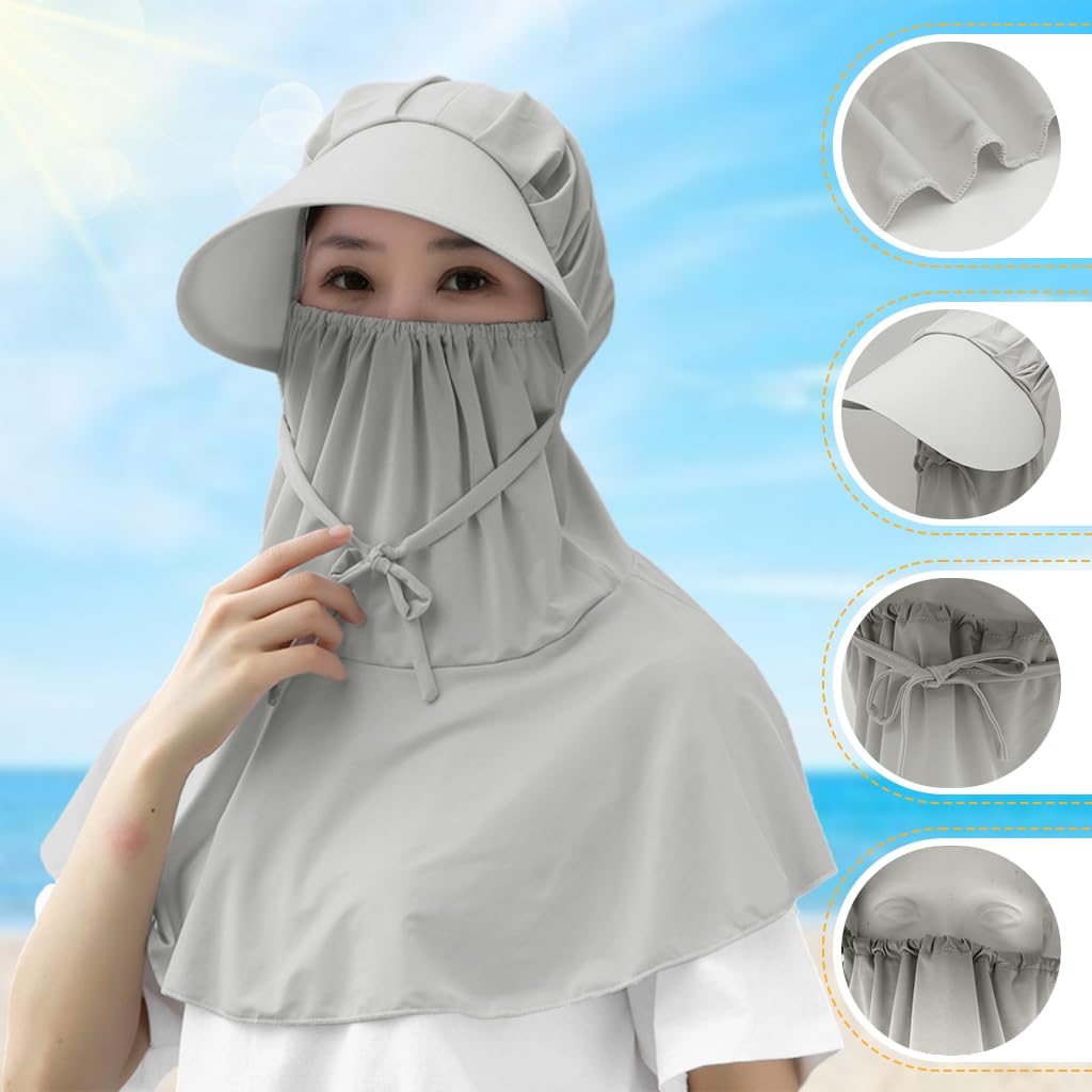 SANNIDHI Sun Hat for Women with UPF 50+ Wide Brim and One Piece Neck Wrap | Breathable Grey