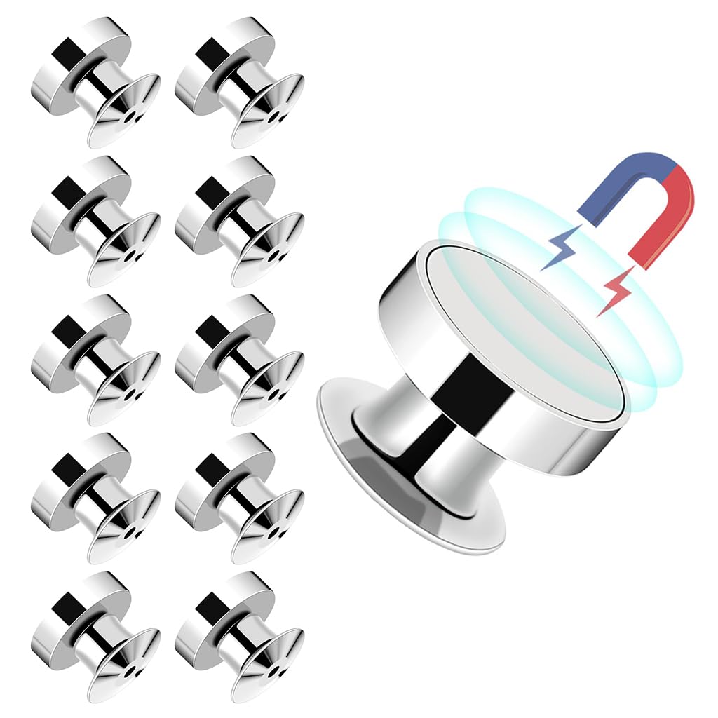 HASTHIP Pin Backs for Enamel Pins with Magnet Locking Clasp | 10pcs Metal Fridge Use