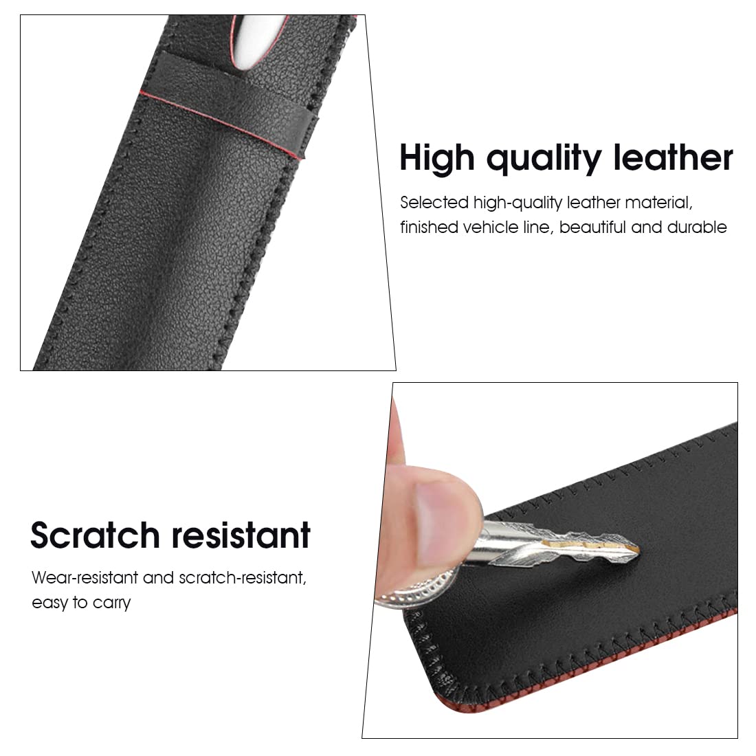 ZORBES Leather Protective Pencil Case for Apple Pencil 1st & 2nd Gen with 230×60×2 mm Fit | Black Red Sleeve for Stylus Storage