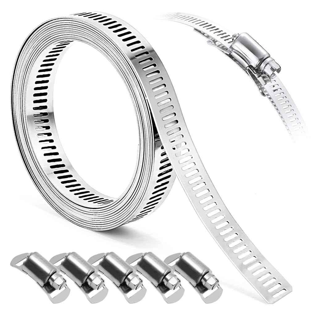 Serplex Hose Clamp Roll for Plumbing and Pipe Repairing featuring 6.6ft Band with 5 Bolts | 304 Stainless Steel