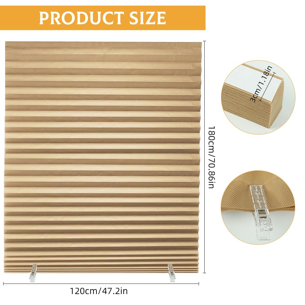 HASTHIP Blinds for Windows Without Drill featuring Roll Up Pleated Paper Design 47x70 in | Light Filtering and UV Protection for Home or Office