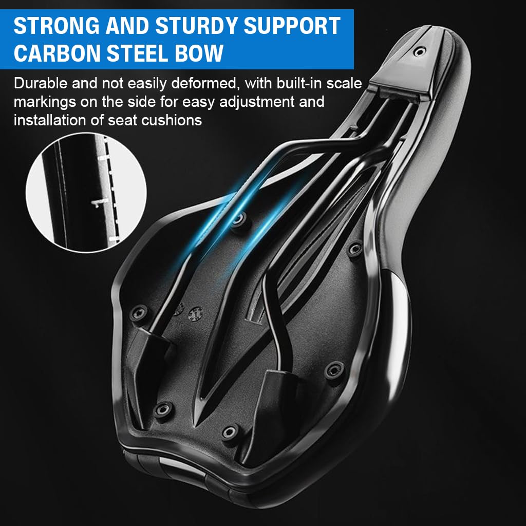 Proberos Bike Saddle for Road and MTB with Center Hollow Ventilation Channel | PU Anti-Slip Surface and Shock Absorbing Memory Foam