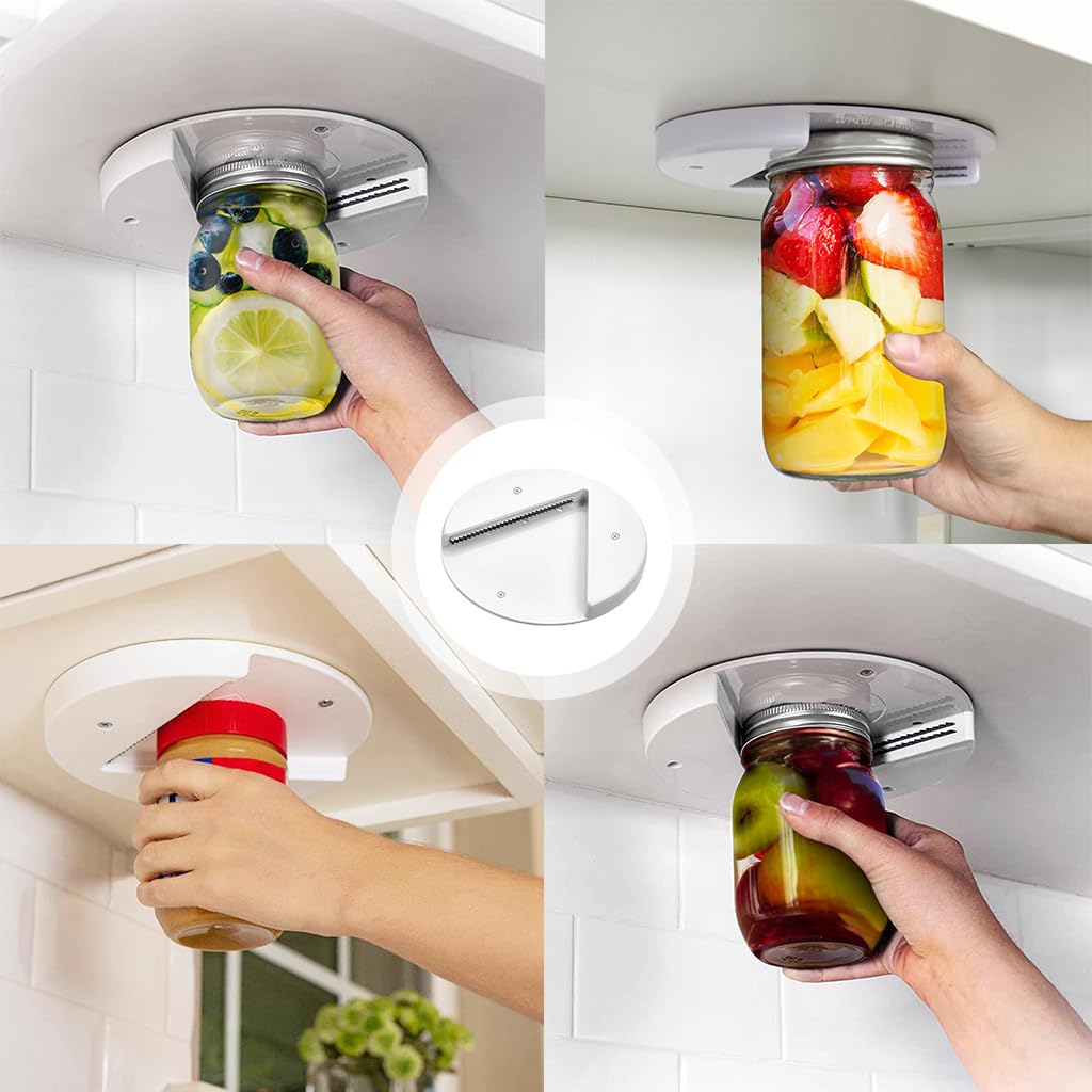 HASTHIP Jar Opener for Seniors with Stainless Steel Teeth for Arthritis | Under Cabinet Mount