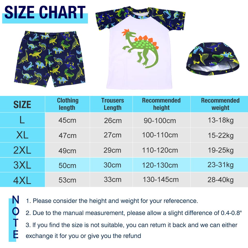 Proberos® Swimming Costume for Boys with Swimming Cap Polyester T-Shirt and Pants, Boy's Swimming Kit for Kids Height 120-130cm