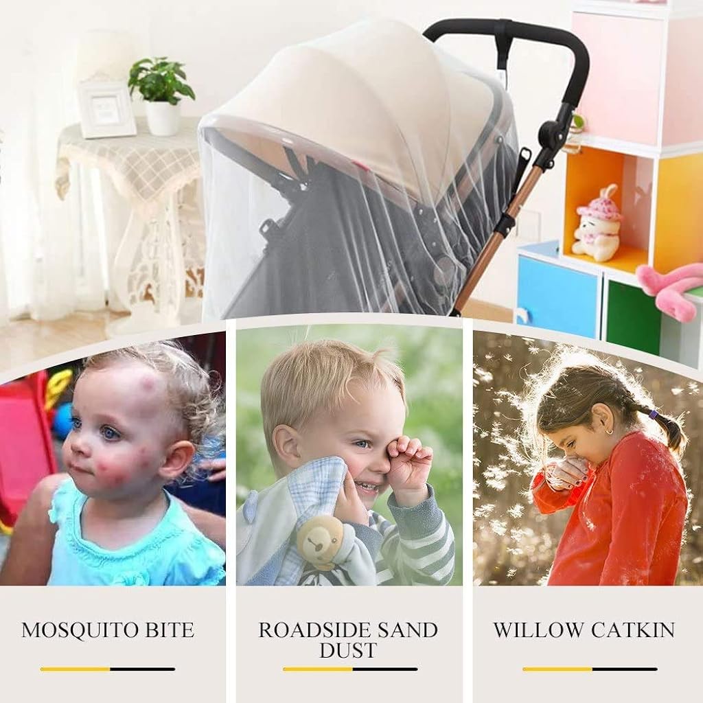SNOWIE SOFT® Phenovo Mosquito Nett For Babies Carriage Stroller Pram, Mosquito Net Plus Size For Baby 0 To 3 Year (White)