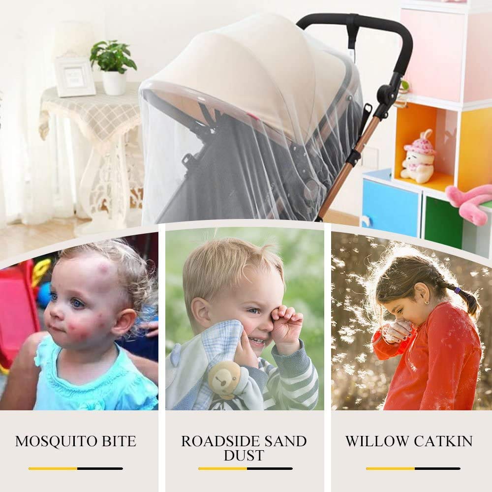SNOWIE SOFT Mosquito Net for Baby Stroller featuring Elastic Fit and Breathable Mesh | 2 PCS White
