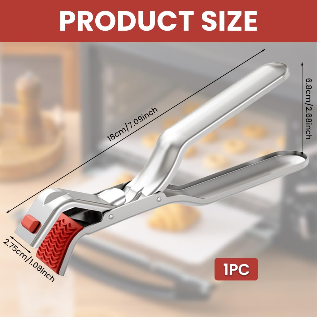Supvox Tongs for Hot Utensils with Non Slip Grooved Silicone Tips and Stainless Steel Handle | Safe Heat Protection for Microwave Oven and Air Fryer