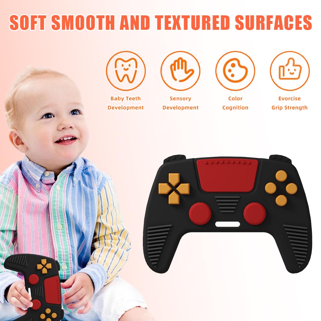 PATPAT® Silicone Teether for 6 to 12 Months Baby, Baby Teethers for 3+ Month BPA Free, Gamepad Shaped Teething Toys for Babies, Baby Mouth Toys and Chew Toys, Teether for Baby Teething Toys Gift