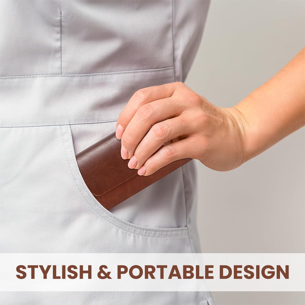 Zibuyu Glasses Case with Button Closure and 165x65x40mm Hard Shell Brown for Men and Women
