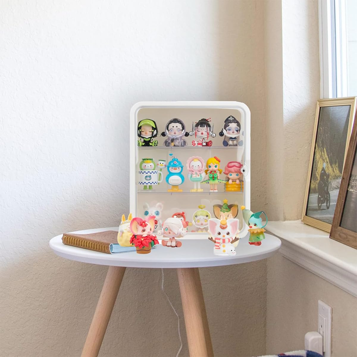 HASTHIP Clear Display Case for Figures with 30x30 cm Three Tier Rack and Acrylic Door | Wall Mounted Dustproof Storage Box