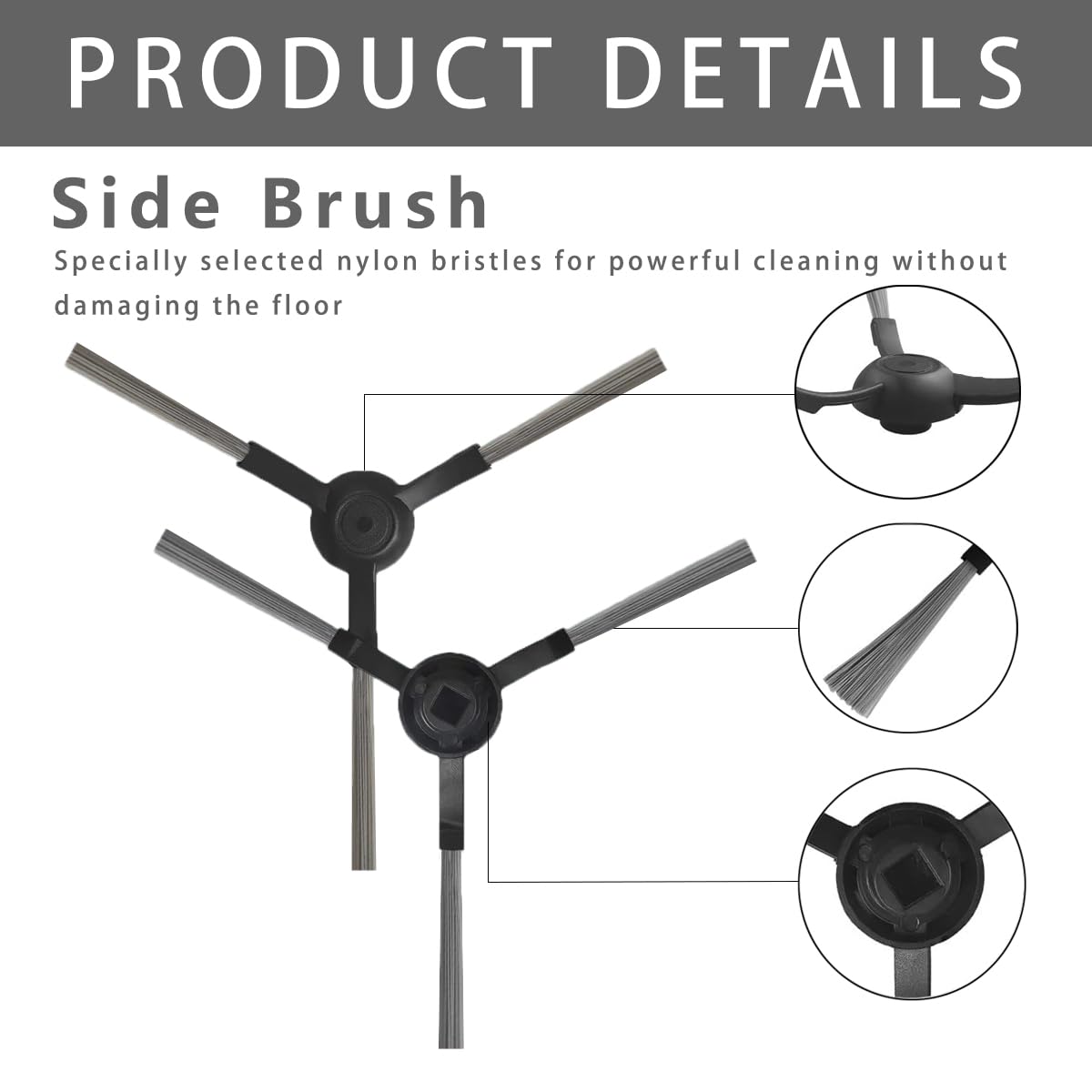 Verilux Replacement Mi Robot Vacuum Side Brushes for Mi Mop P | Set of 2 Anti‑Tangle Design