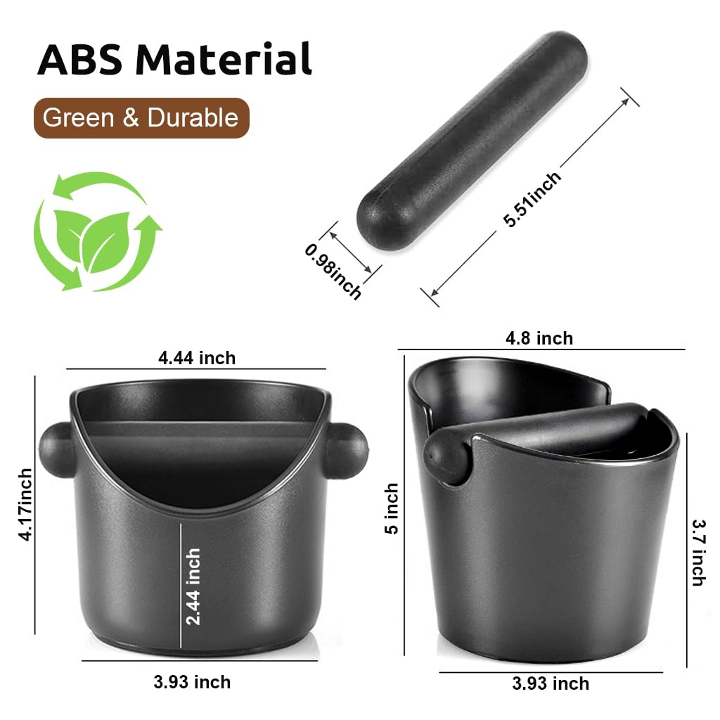 Supvox Espresso Knock Box for Coffee Grounds with Convenient Knocking Bar | 2PCS Set