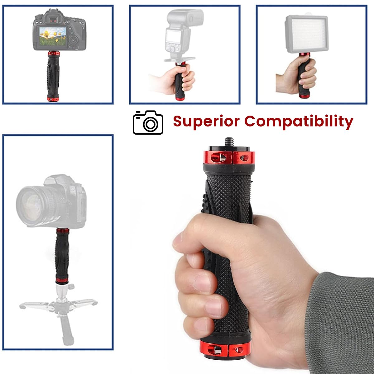 ZORBES Camera Handle Grip for Gimbal with Universal 1/4 inch Thread and Anti Slip Rubberized Design