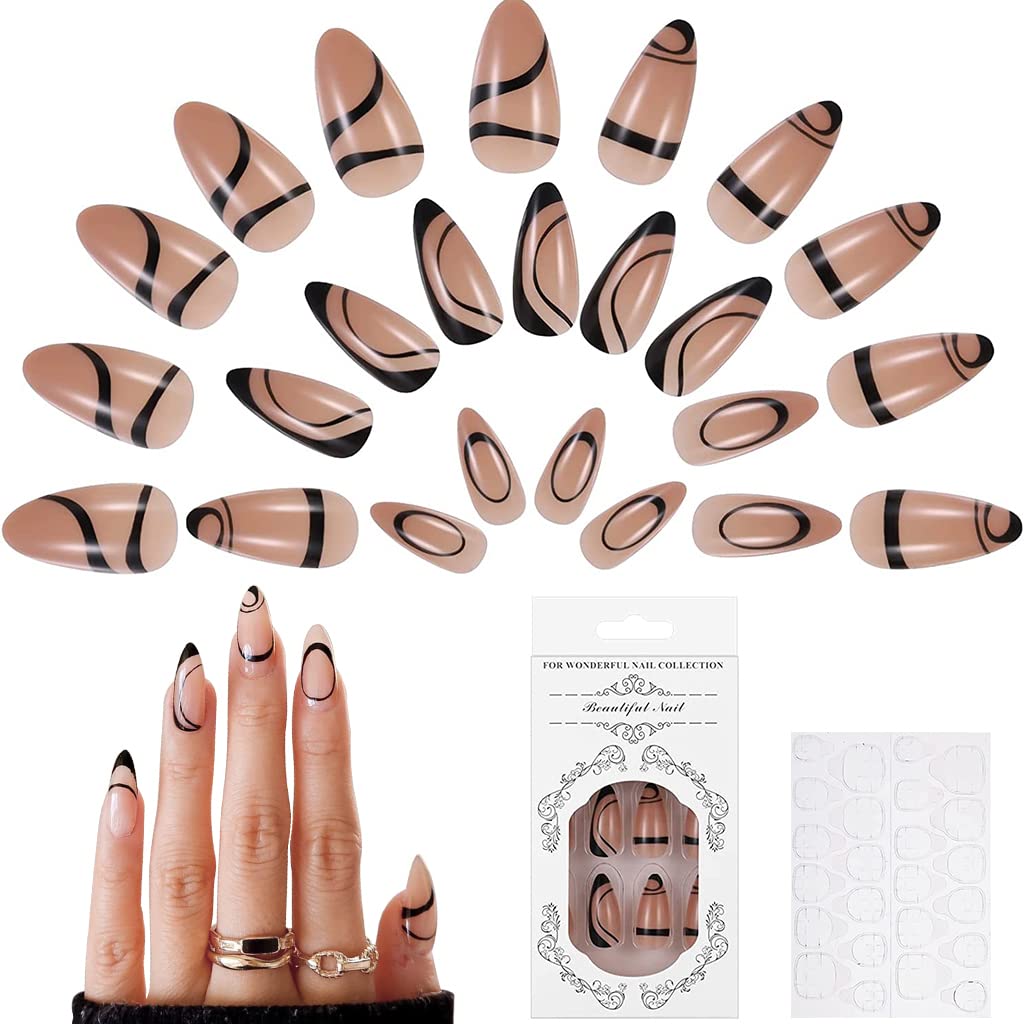 MAYCREATE French Artificial Nails Art Set for DIY Nail Salon Use with 24pcs Jelly Tabs | ABS Press On Nails for Women