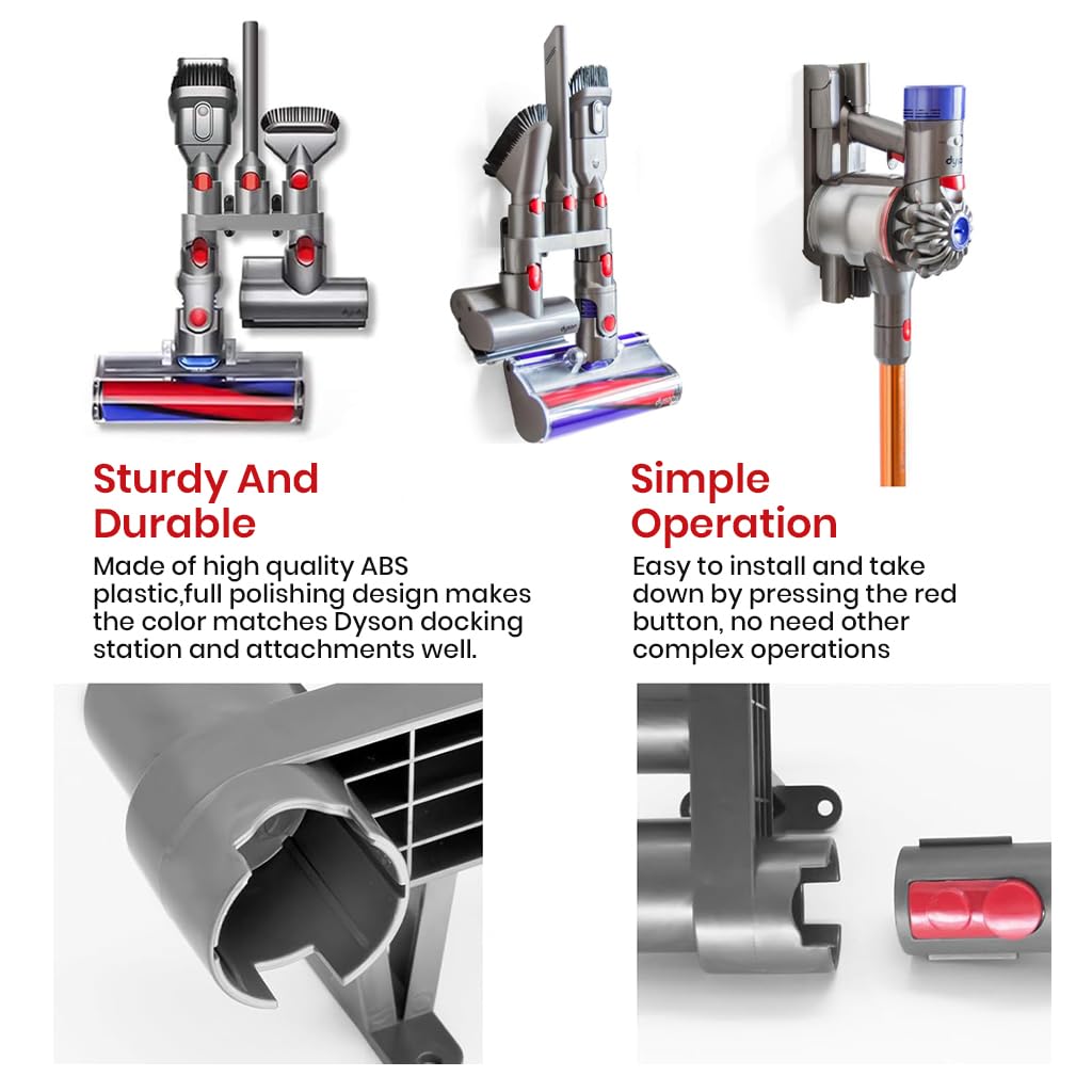 Verilux Accessory Holder for Dyson V6 V7 V8 V10 V11 with 5 Slots and Screw Mount Design