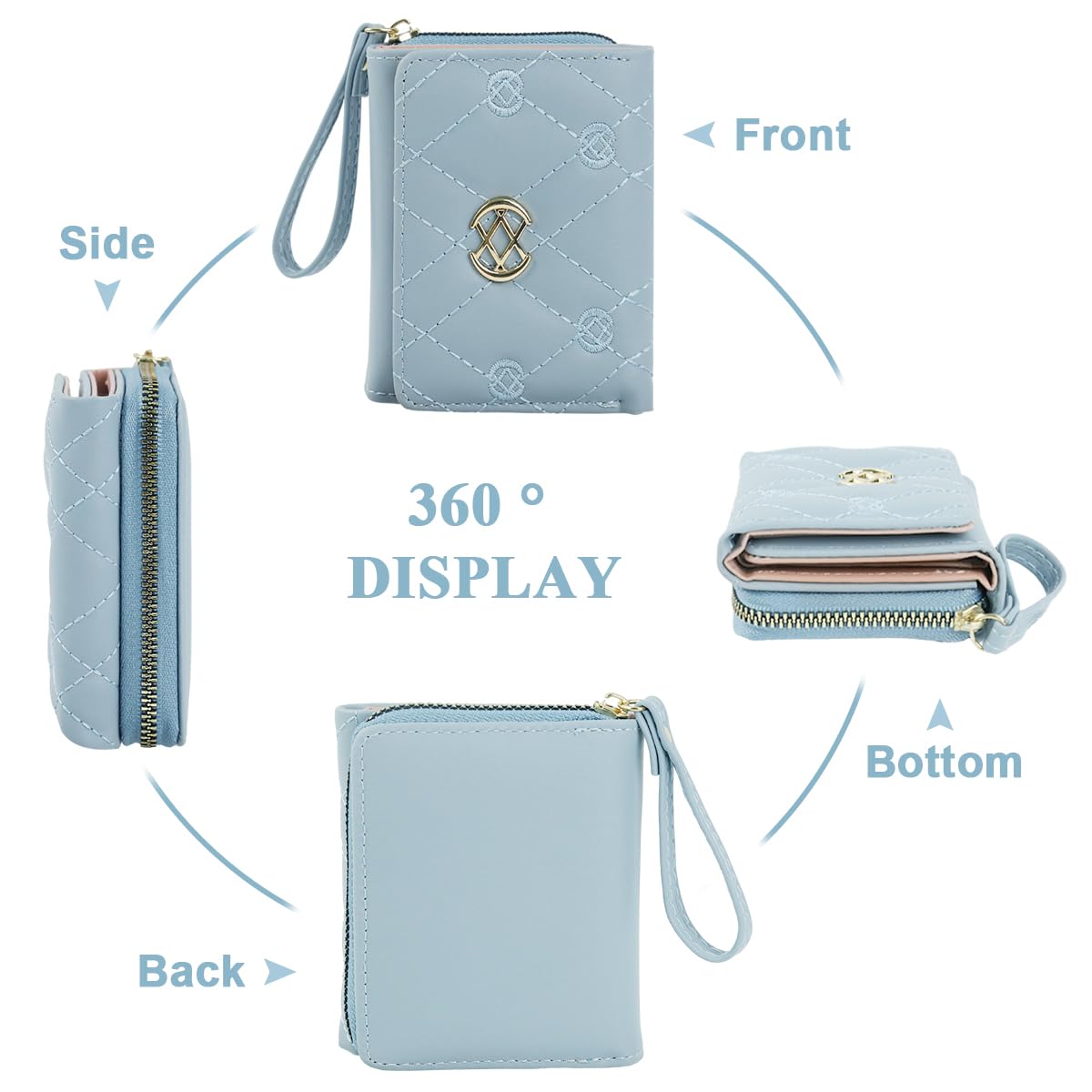 PALAY Small Wallet for Women with 9 Card Slots and Snap Button Closure in Blue | Fashion PU Leather Clutch for Daily Use